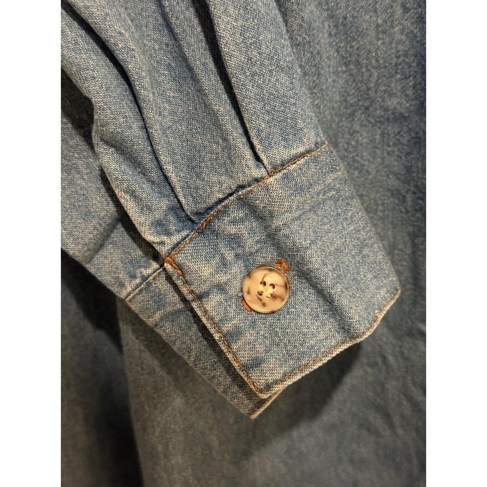 Studio‎ Ease Denim Midi Dress 12 Button Cottagecore Minimalist Pockets Relaxed - Picture 7 of 11
